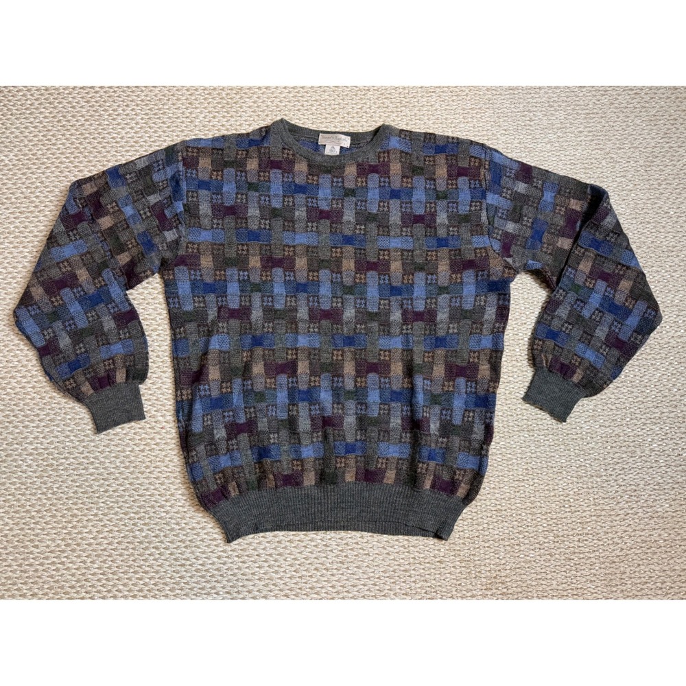 Tricots St Raphael Mens Merino Wool Basketweave Crewneck Sweater grandpa large